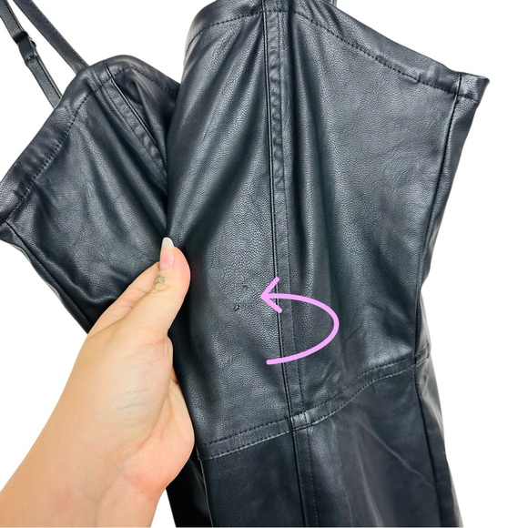 Aeropostale Faux Leather Zip Front Slim Bodycon Classic Goth Mini Dress Black S - Picture 13 of 14